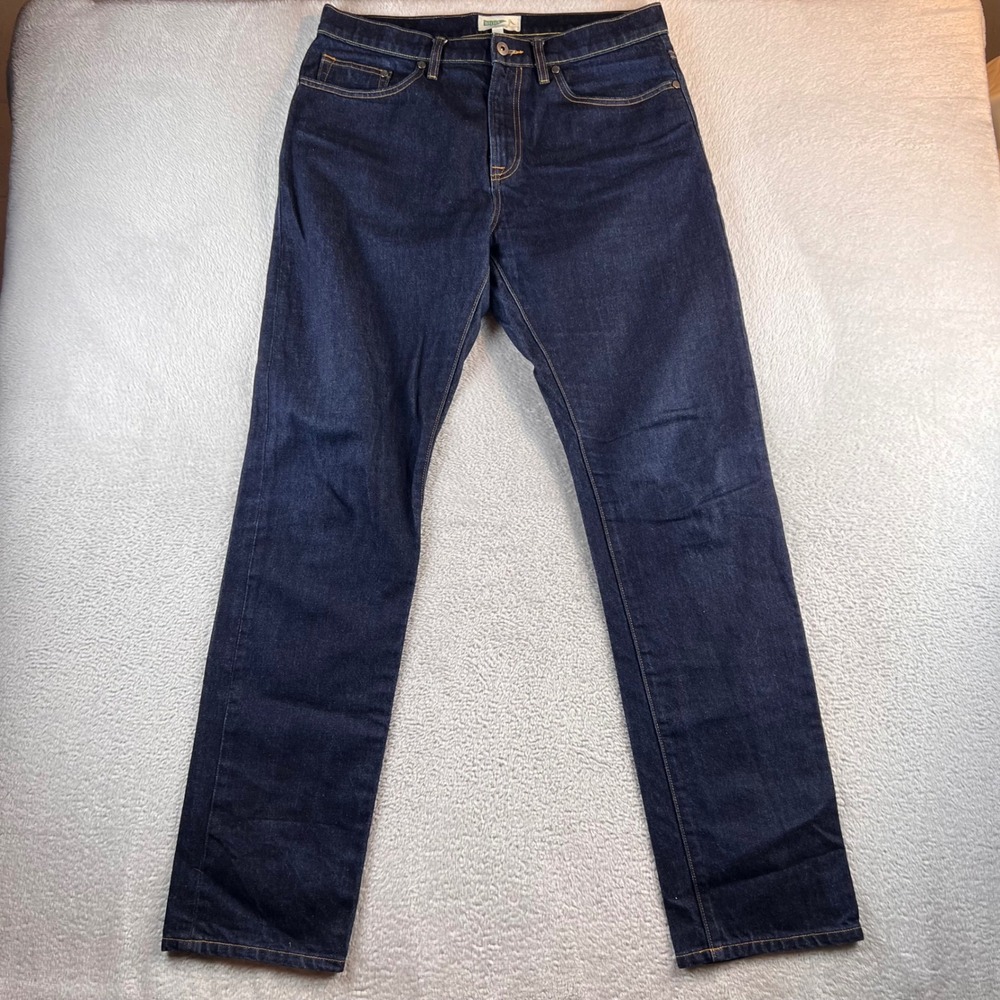 Wellen Mens Organic Cotton Dark Wash Straight Leg Jeans Size 33x31 (34x34)
